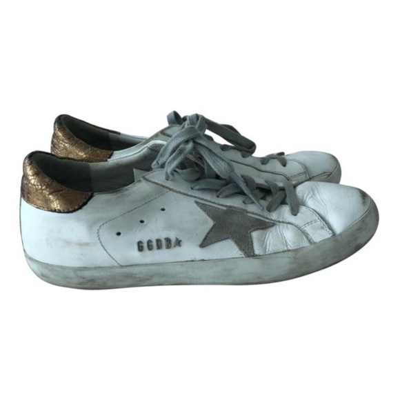 Golden Goose White and Gold Sneakers - Picture 1 of 6